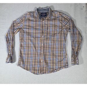 Ecko Unltd. Button Up LS Shirt Men's XL Black And Orange Stripes